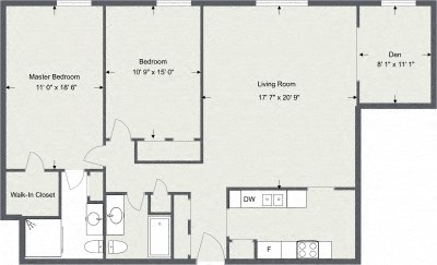 Floor plan for 2 beds, 2 baths, 1314 sqft